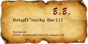 Botyánszky Berill névjegykártya
